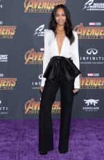 ZOE SALDANA at Avengers: Infinity War Premiere in Los Angeles 04/23/2018