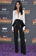 ZOE SALDANA at Avengers: Infinity War Premiere in Los Angeles 04/23/2018