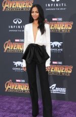 ZOE SALDANA at Avengers: Infinity War Premiere in Los Angeles 04/23/2018