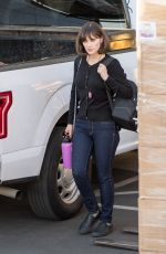 ZOOEY DESCHANEL Arrives at Jmmy Kimmel Live in Los Angeles 04/10/2018
