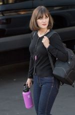 ZOOEY DESCHANEL Arrives at Jmmy Kimmel Live in Los Angeles 04/10/2018
