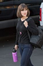 ZOOEY DESCHANEL Arrives at Jmmy Kimmel Live in Los Angeles 04/10/2018