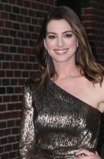 ANNE HATHAWAY at Late Show with Stephen Colbert in New York 05/23/2018