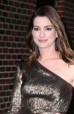 ANNE HATHAWAY at Late Show with Stephen Colbert in New York 05/23/2018