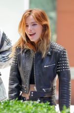 BELLA THORNE All in Black Leather Out in New York 05/23/2018