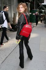 BELLA THORNE All in Black Leather Out in New York 05/23/2018