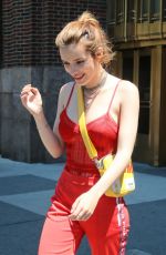 BELLA THORNE All in Red Leaves Her Hotel in New York 05/24/2018