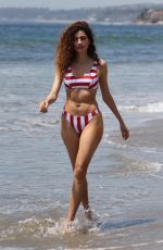 BLANCA BLANCO in Red and White Striped Bikini on the Beach in Malibu 05/08/2018