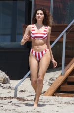 BLANCA BLANCO in Red and White Striped Bikini on the Beach in Malibu 05/08/2018
