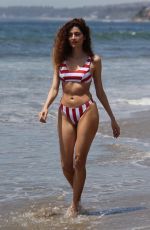 BLANCA BLANCO in Red and White Striped Bikini on the Beach in Malibu 05/08/2018