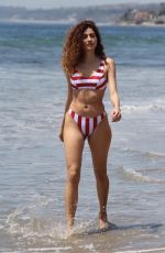 BLANCA BLANCO in Red and White Striped Bikini on the Beach in Malibu 05/08/2018
