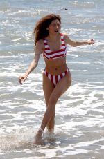 BLANCA BLANCO in Red and White Striped Bikini on the Beach in Malibu 05/08/2018