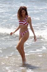 BLANCA BLANCO in Red and White Striped Bikini on the Beach in Malibu 05/08/2018