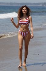 BLANCA BLANCO in Red and White Striped Bikini on the Beach in Malibu 05/08/2018
