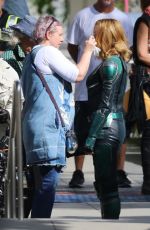 BRIE LARSON on the Set of Captain Marvel in Los Angeles 05/09/2018