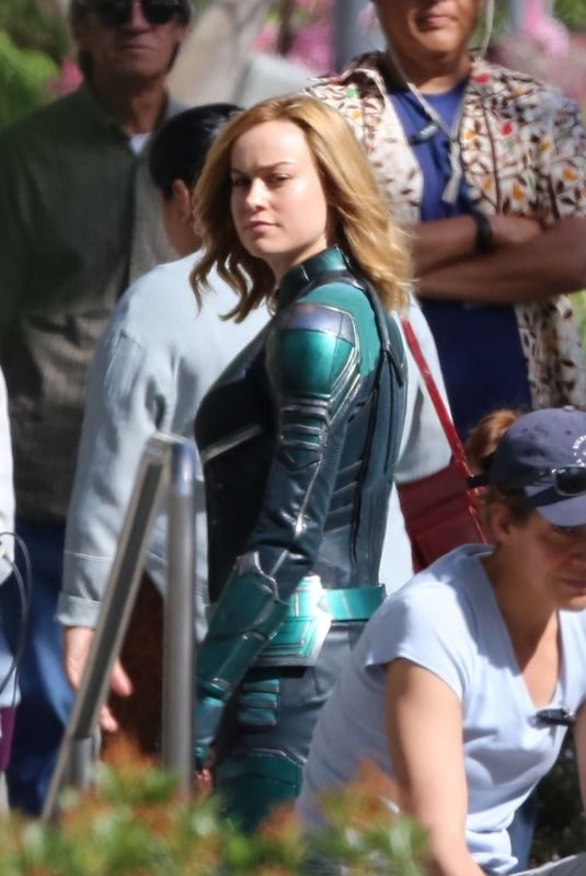 BRIE LARSON on the Set of Captain Marvel in Los Angeles 05/09/2018