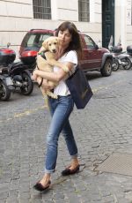CATRINEL MARLON Out with Her Dog in Rome 05/28/2018