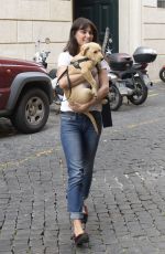 CATRINEL MARLON Out with Her Dog in Rome 05/28/2018
