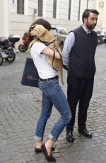 CATRINEL MARLON Out with Her Dog in Rome 05/28/2018