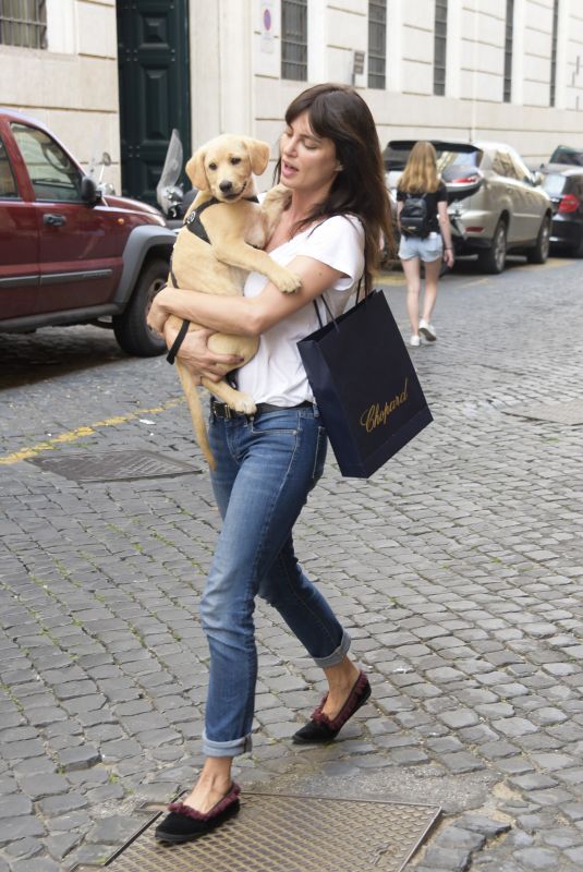 CATRINEL MARLON Out with Her Dog in Rome 05/28/2018