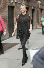 CHARLIZE THERON Arrives at Stephen Colbert Show in New York 05/03/2018