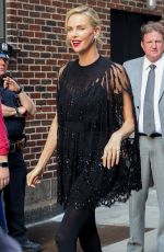 CHARLIZE THERON Arrives at Stephen Colbert Show in New York 05/03/2018