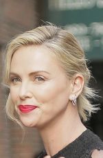 CHARLIZE THERON Arrives at Stephen Colbert Show in New York 05/03/2018