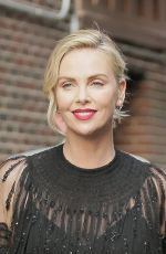 CHARLIZE THERON Arrives at Stephen Colbert Show in New York 05/03/2018