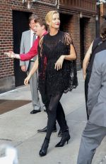 CHARLIZE THERON Arrives at Stephen Colbert Show in New York 05/03/2018