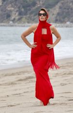 CINDY CRAWFORD on the Set of a Photoshoot at a Beach in Malibu 05/24/2018