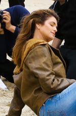 CINDY CRAWFORD on the Set of a Photoshoot at a Beach in Malibu 05/24/2018