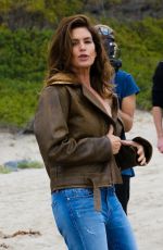 CINDY CRAWFORD on the Set of a Photoshoot at a Beach in Malibu 05/24/2018