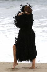 CINDY CRAWFORD on the Set of a Photoshoot at a Beach in Malibu 05/24/2018
