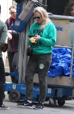 ELISABETH MOSS on the Set of Her Upcoming Movie in New York 05/14/2018