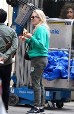 ELISABETH MOSS on the Set of Her Upcoming Movie in New York 05/14/2018
