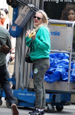 ELISABETH MOSS on the Set of Her Upcoming Movie in New York 05/14/2018