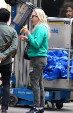 ELISABETH MOSS on the Set of Her Upcoming Movie in New York 05/14/2018