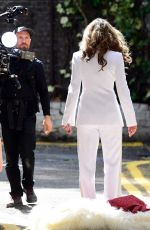 ELIZABETH  HURLEY on teh Set of a Photoshoot in London 05/09/2018