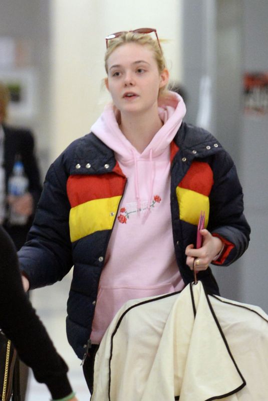 ELLE FANNING at JFK Airport in New York 05/03/2018
