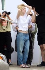 ELLE FANNING on the Set of a Photoshoot in New York 05/04/2018