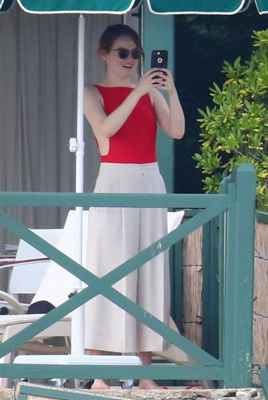 EMMA STONE in Swimsuit at Saint Paul De Vence 05/29/2018