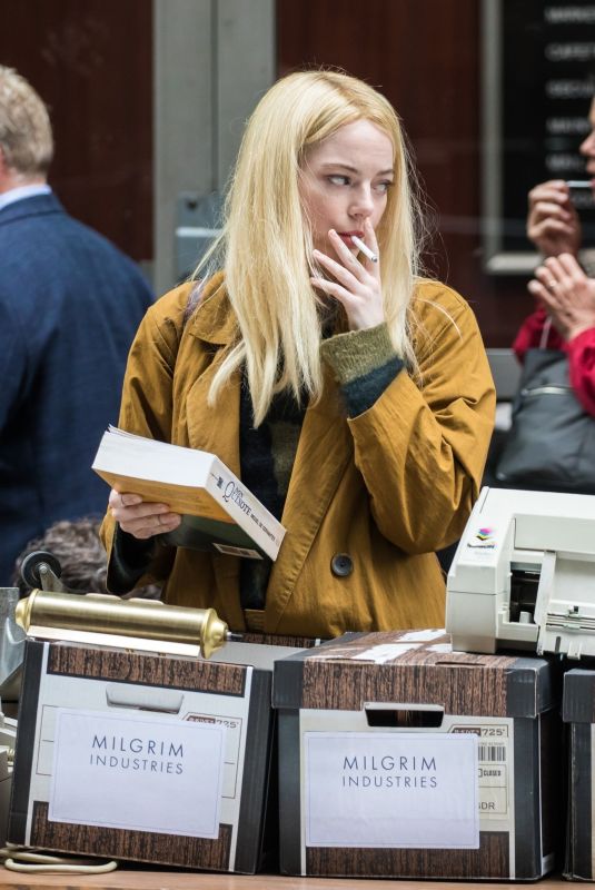 EMMA STONE on The Set of Maniac at Park Avenue in New York 05/10/2019