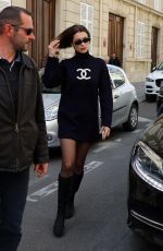 GIGI and BELLA HADID Leaves Chanel Headquarters in Paris 05/02/2018