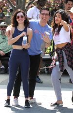 GINA RODRIGUEZ and Lakeith Stanfield Shooting a Kissing Scene on the Set of Someone Great 05/03/2018