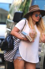 HILARY DUFF in Denim Shorts Leaves Her Apartment in New York 05/24/2018