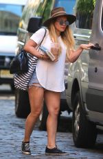 HILARY DUFF in Denim Shorts Leaves Her Apartment in New York 05/24/2018