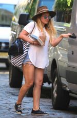 HILARY DUFF in Denim Shorts Leaves Her Apartment in New York 05/24/2018