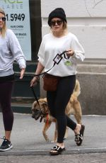 HILARY DUFF Out with Her Dog in New York 05/18/2018