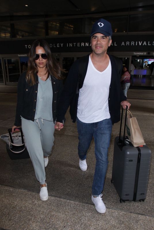 JESSICA ALBA and Cash Warren at Los Angeles International Airport 05/02/2018