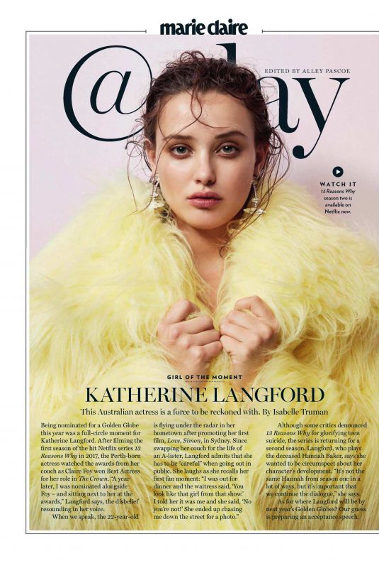 KATHERINE LANGFORD in Marie Claire Magazine, Australia July 2018
